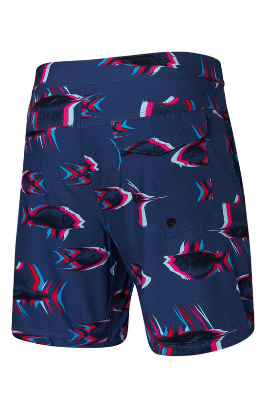 Shop Saxx Betawave 2n1 7-inch Board Shorts In Scaled Up- Deep Cobalt
