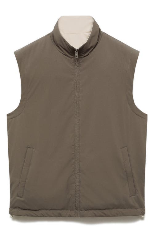 Shop Mango Water Repellent Reversible Vest In Khaki