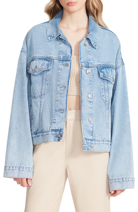 Steve Madden Sienna Oversize Denim Boyfriend Jacket In Light Blue