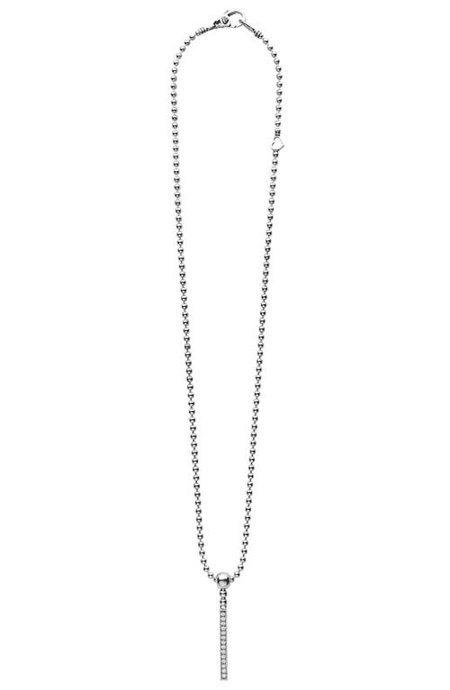 Lagos Sterling Silver Caviar Spark Diamond Stick Pendant Necklace, 16 In Silver/diamond