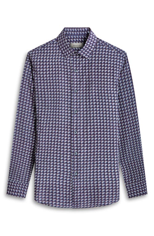 Bugatchi Julian Shaped Fit Print Button-up Shirt In Navy