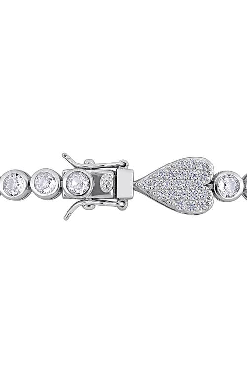 Delmar Lab Created White Sapphire Heart Station Bracelet In White