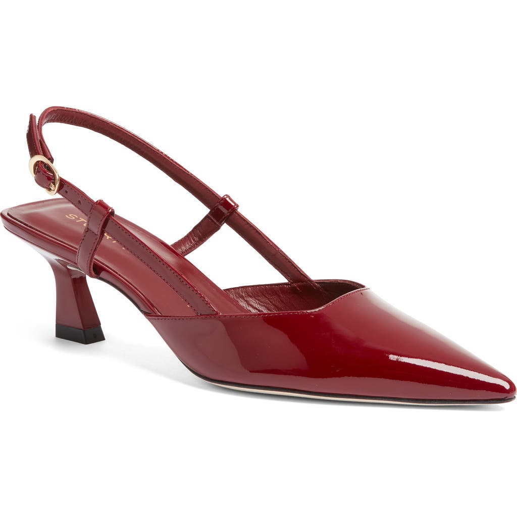 Stuart Weitzman Vinnie 50 Patent Leather Slingback Pumps In Rosewood
