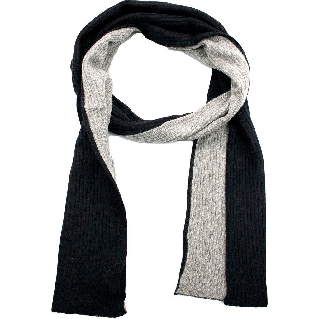 Portolano Two-tone Rib Scarf In Black