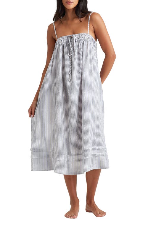 Shop Papinelle Sabine Stripe Seersucker Chemise In White/french Blue