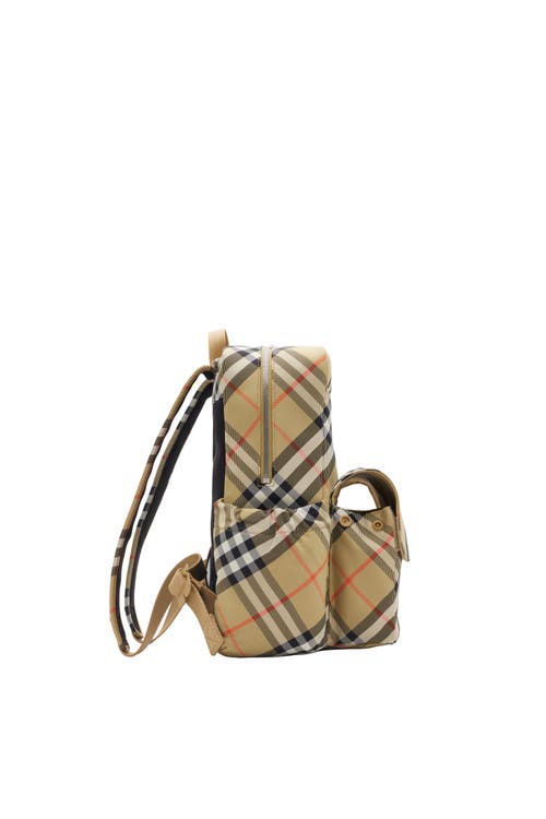 Burberry Check Nylon Backpack In Sand
