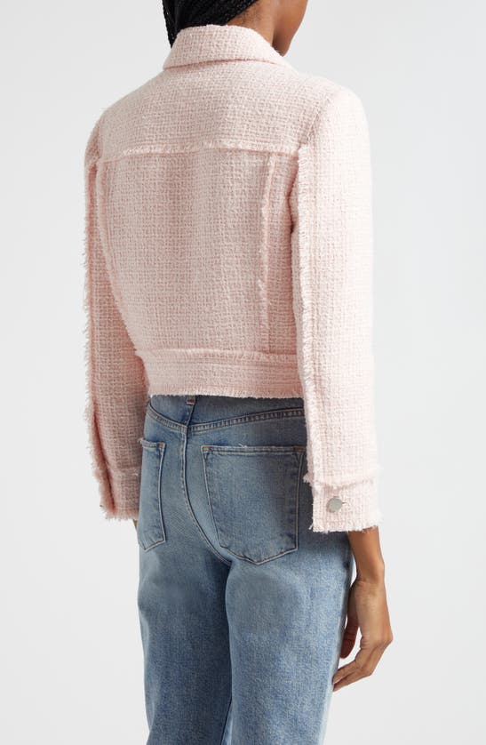 Shop Alice And Olivia Chloe Tweed Crop Jacket In Pink Lace