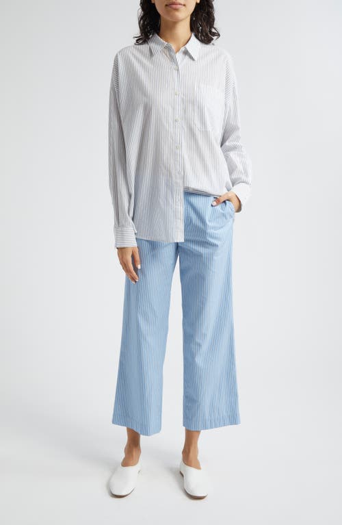 Shop Atm Anthony Thomas Melillo Stripe Cotton Twill Crop Pants In Summer Sky/white