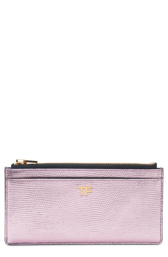 Tom Ford Lizard Embossed Metallic Leather Wallet In Light Pink | ModeSens