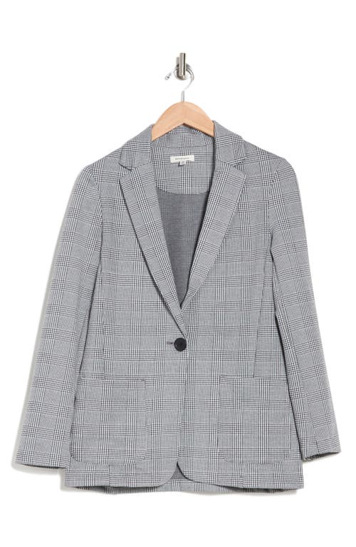 Max Studio Double Knit One-button Blazer In Black/ivory Glen Plaid