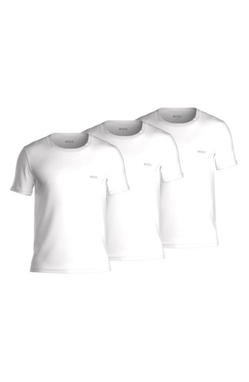 BOSS Men's 3-Packs Cotton Crewneck T-Shirts in White
