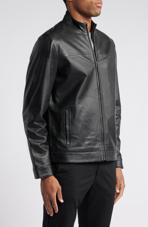 Nordstrom Stand Collar Leather Bomber Jacket In Black
