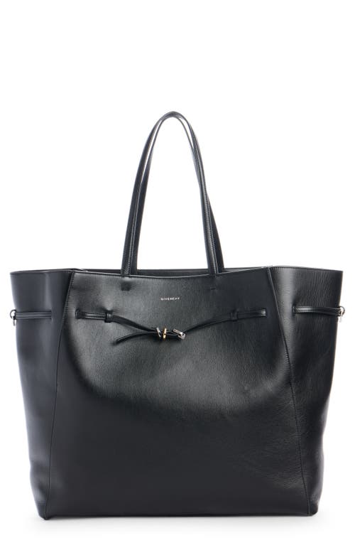 Large Voyou Leather East/West Tote in Black
