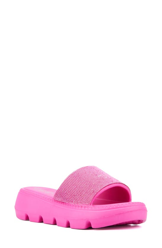 OLIVIA MILLER OLIVIA MILLER GLITTER GAZE PLATFORM SLIDE SANDAL
