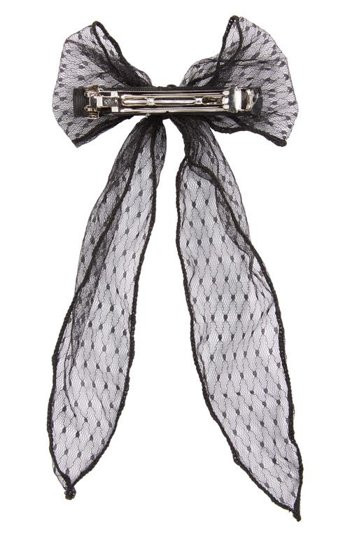 Shop Bp. Knotted Lace Bow Barrette In Black Mesh Dot