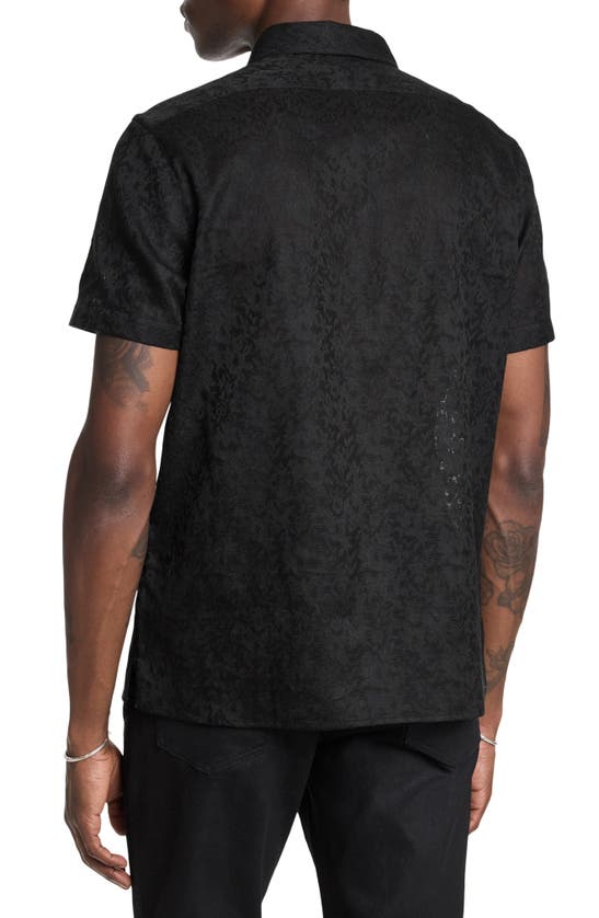 Shop John Varvatos Short Sleeve Button-up Shirt In Black
