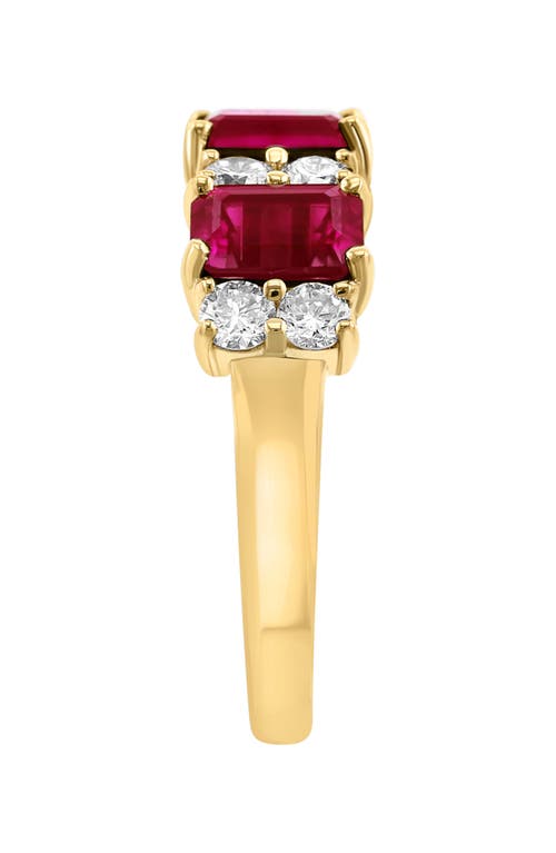 Effy 14k Yellow Gold Lab-created Semiprecious Stone & Diamond Ring In Red