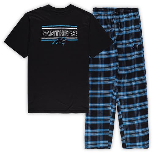 Men's Concepts Sport Black/Blue Carolina Panthers Big & Tall Flannel Sleep Set