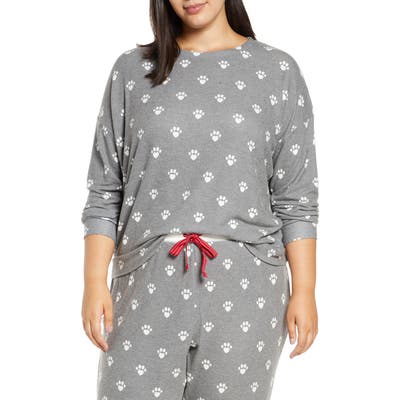 Plus Size Pj Salvage Animal Lover Pajama Top, Grey