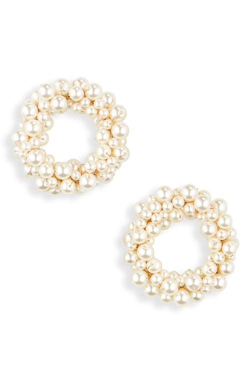 Carolina Herrera Imitation Pearl Frontal Hoop Earrings in Pearl Multi at Nordstrom