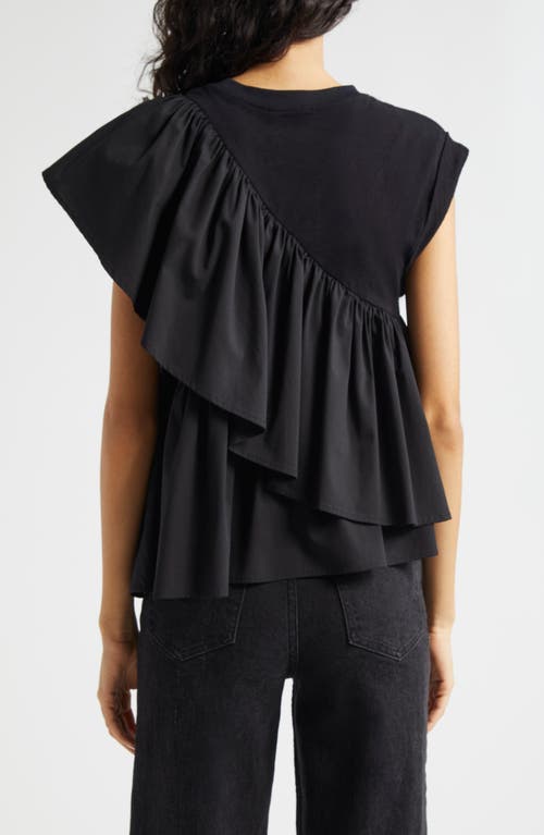 Shop Cinq À Sept Micki Woven Ruffle Layer T-shirt In Black