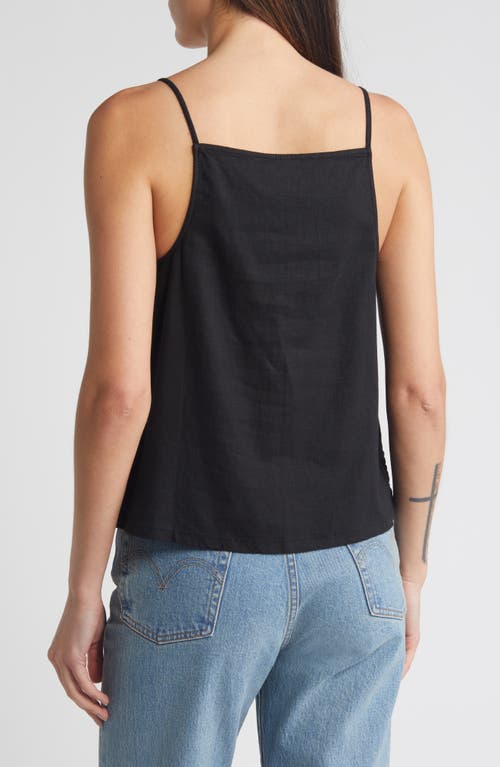 Shop Treasure & Bond Button-up Linen Blend Camisole In Black