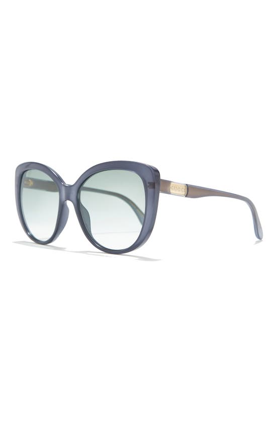 Gucci 57mm Gradient Cat Eye Sunglasses In Blue Green