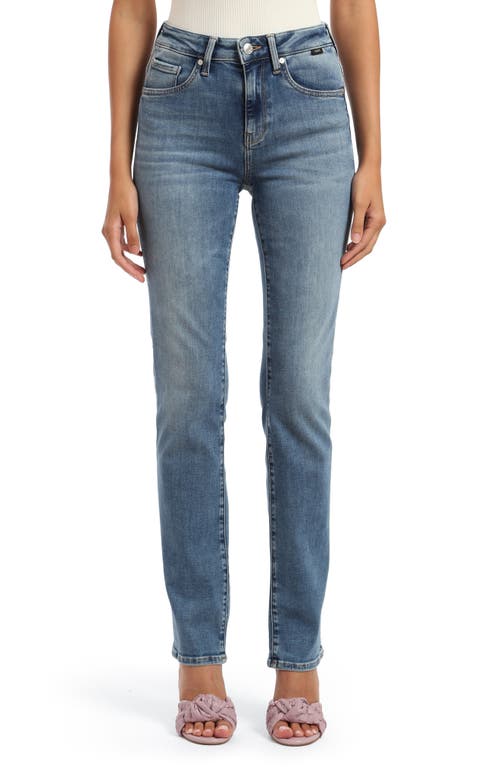 Mavi Jeans Kendra High Waist Straight Leg Mid Brushed Feather Blue at Nordstrom,
