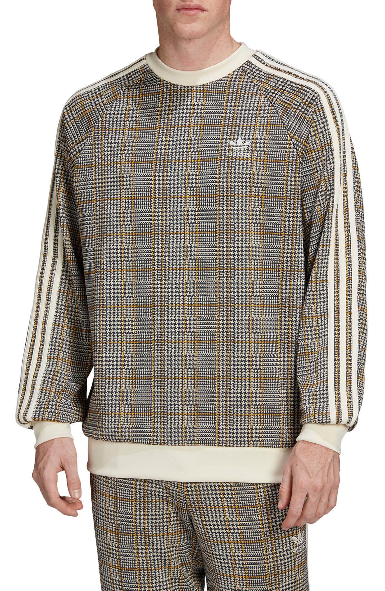 adidas tartan crewneck sweatshirt