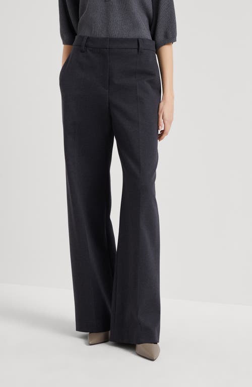 Shop Brunello Cucinelli Loose Flared Trousers In Anthracite