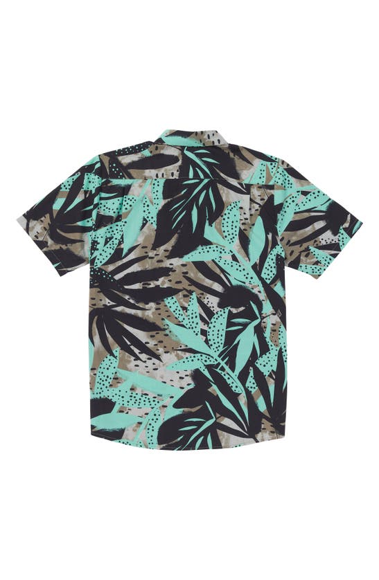Shop Volcom Waterside Classic Fit Floral Short Sleeve Button-up Shirt In Dusty Aqua