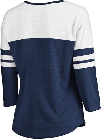 Atlanta Braves Fanatics Branded Women's Wordmark Notch Neck T-Shirt - Navy/ White