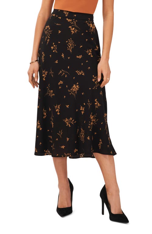 halogen(r) Floral Pull-On Skirt in Rich Black