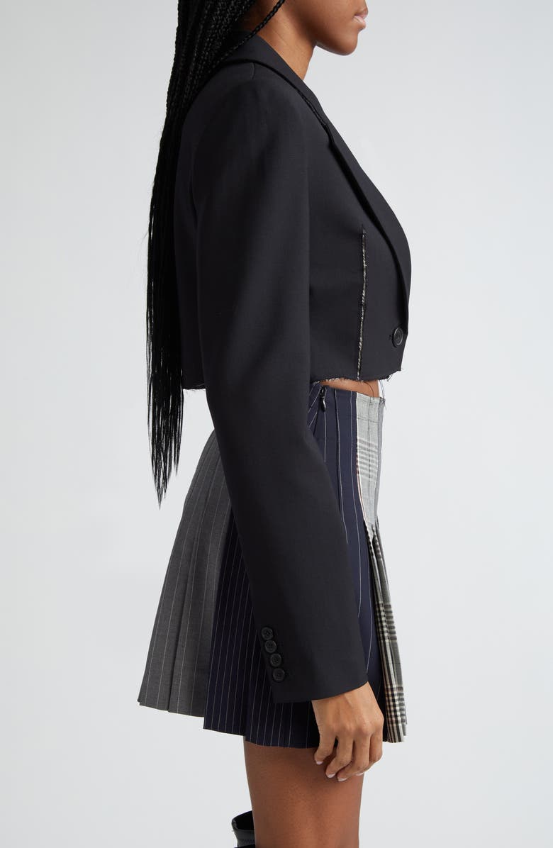 MONSE Slash Raw Edge Crop Stretch Virgin Wool Jacket | Nordstrom