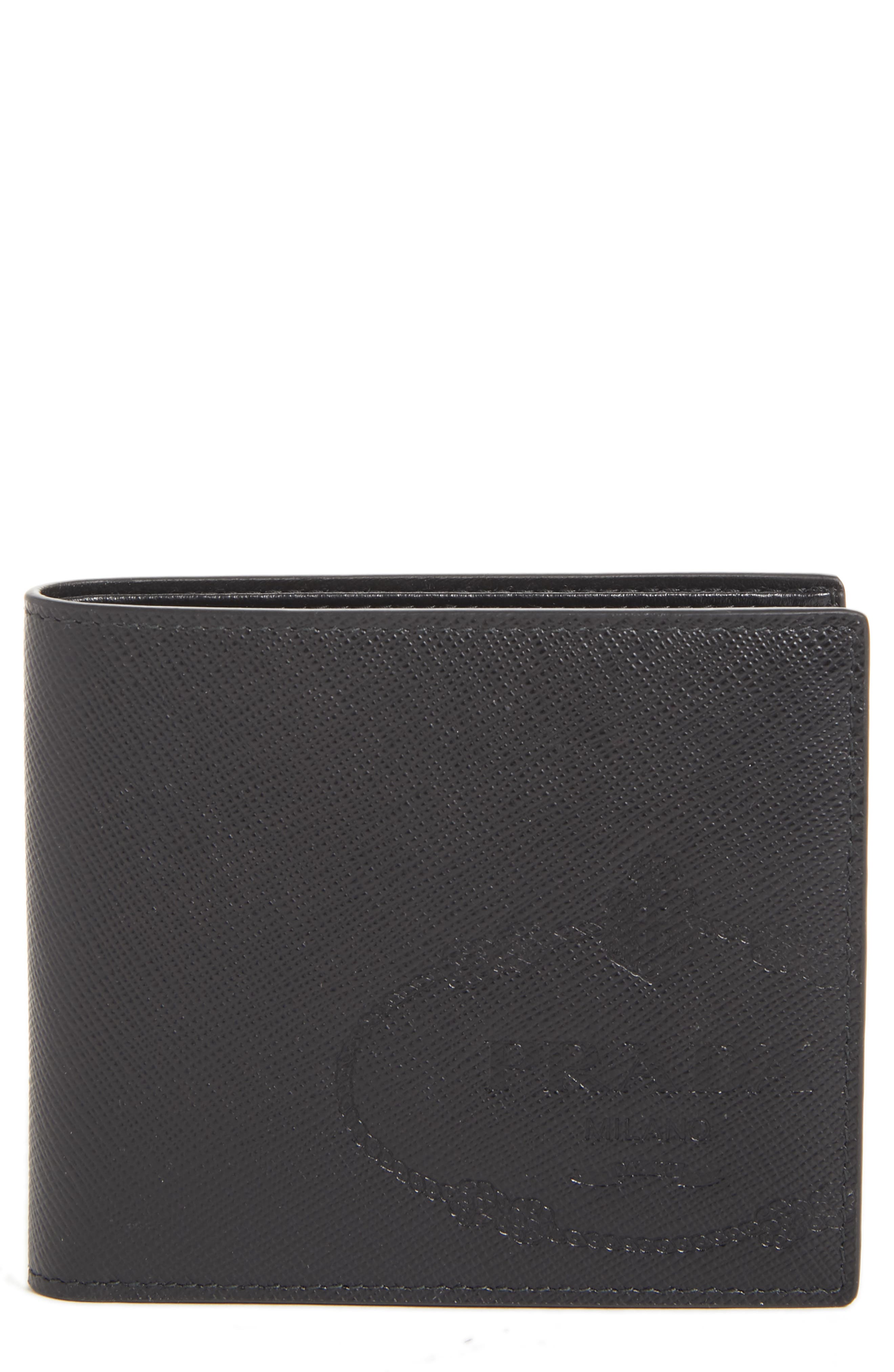 prada saffiano leather bifold wallet