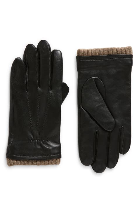 Leather Cashmere Cuff Gloves