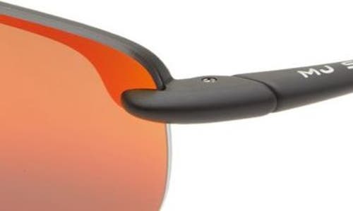Maui Jim Hookipa 64mm Polarized Rectangle Sunglasses In Black Matte/hawaii Lava