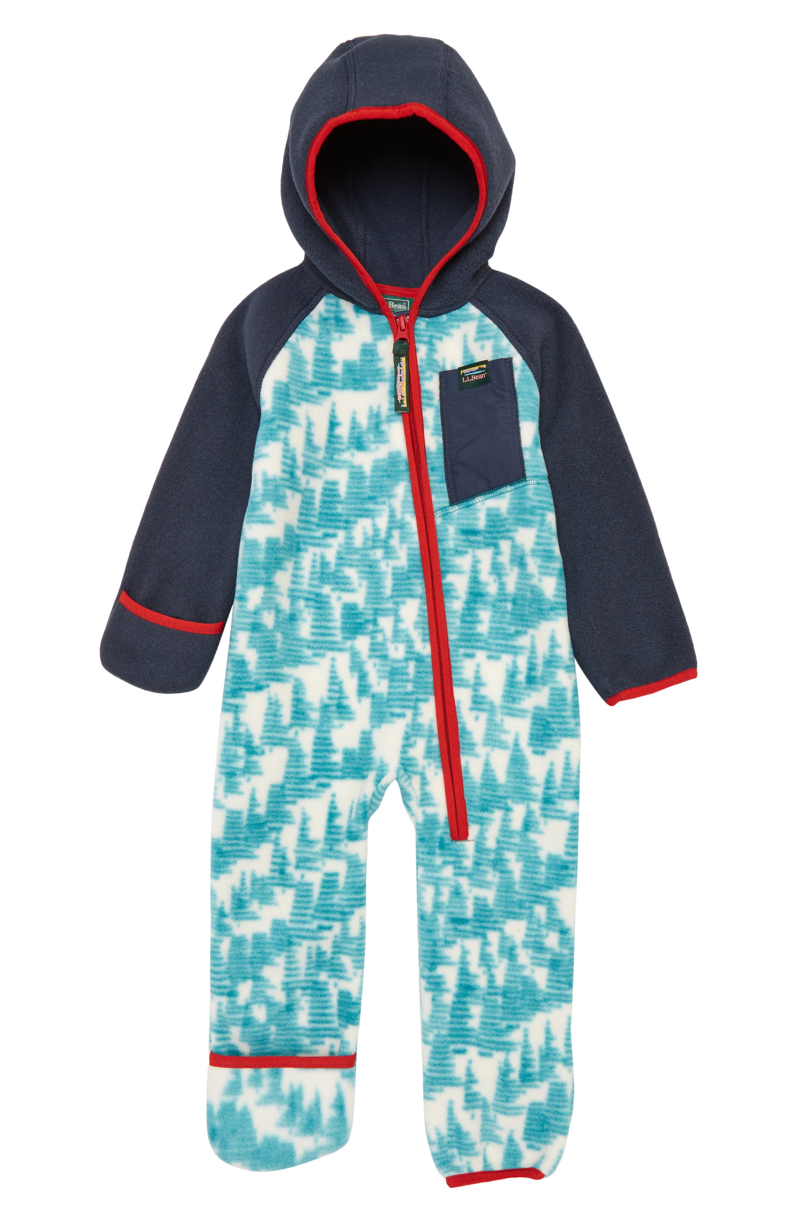 Nordstrom Baby Clothing Outfit Sets Bodysuits & All-In-Ones Retro Mountain Classic Fleece Footie in Silver Birch Forest Print at Nordstrom 