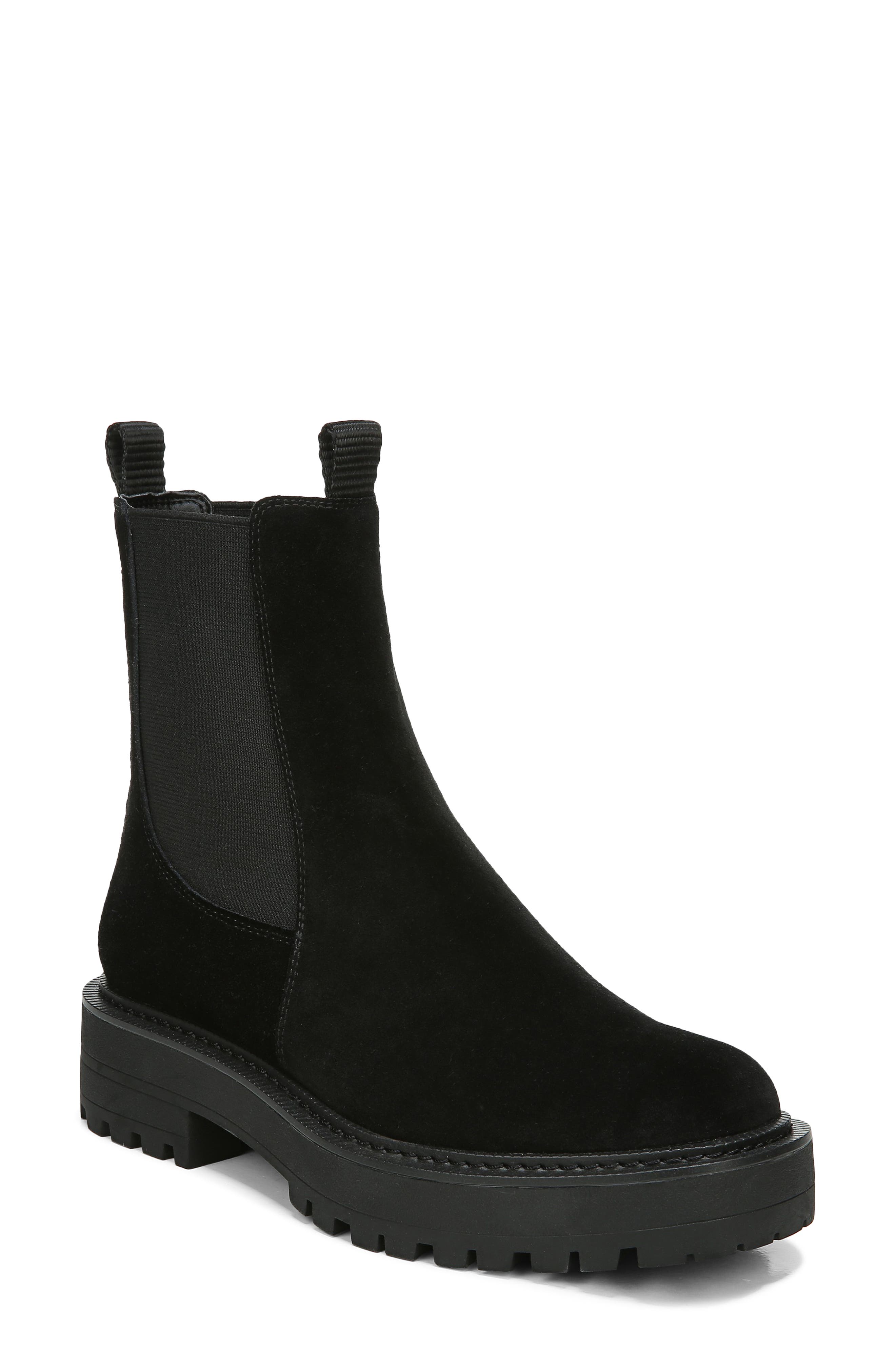 black suede chelsea boots womens