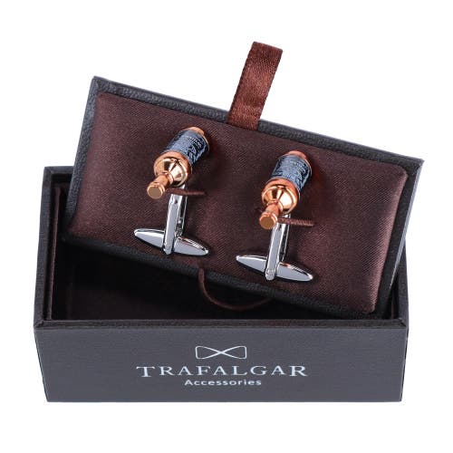 Trafalgar Cheers Whiskey Bottle Novelty Cufflinks In Brown