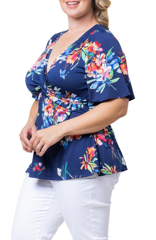 Kiyonna Abby Twist Front Top In Belize Blooms
