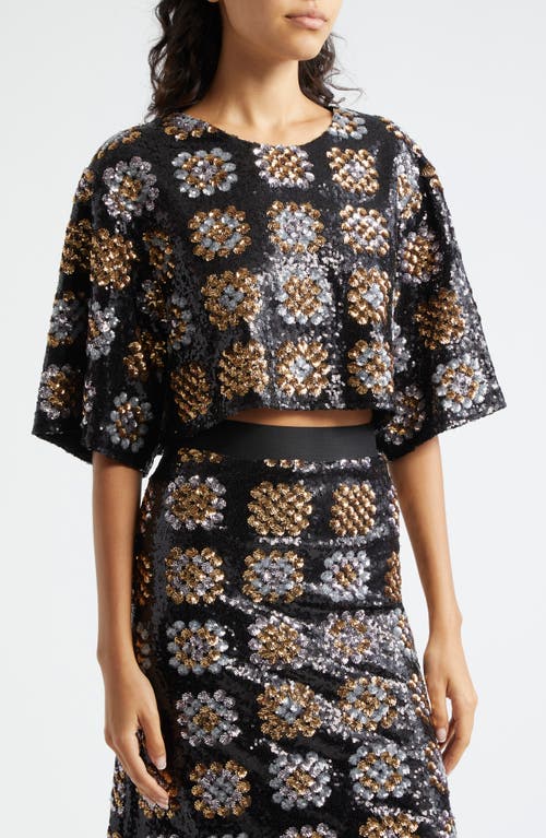 Shop Smythe Sequin Crop Top In Black Gold