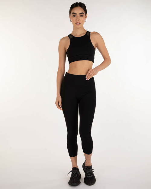 Rebody Active Venti Mesh Longline Silkiflex Longline Bra In Midnight Black