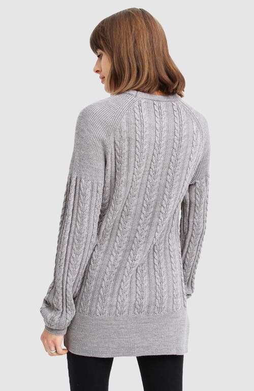 Belle & Bloom At Last Cable Knit Jumper With Slit - Grey Marle