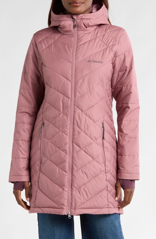 Shop Columbia Heavenly Long Water Resistant Insulated Hooded Coat In Fig