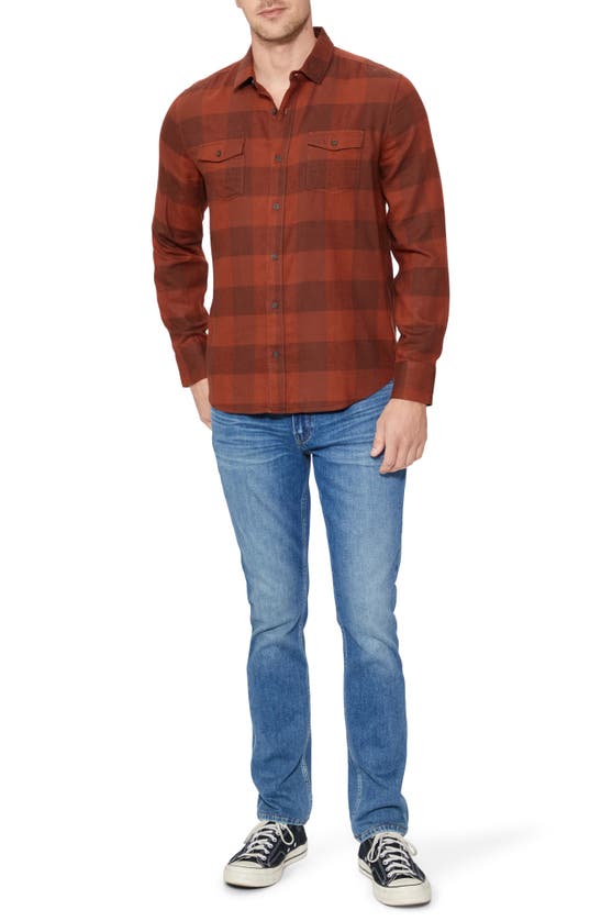 Shop Paige Everett Plaid Flannel Button-up Shirt In Cherry Clay