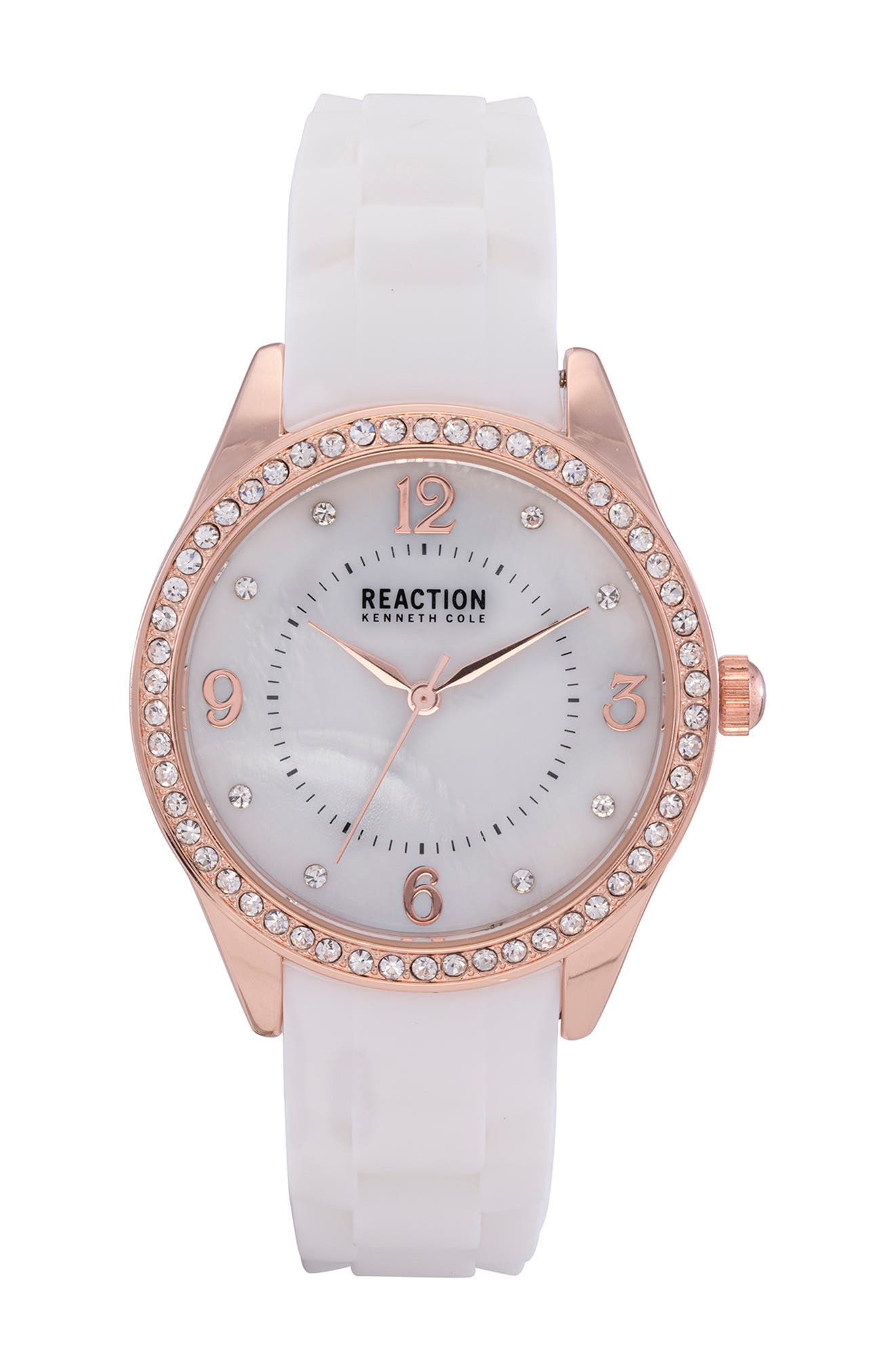 Kenneth Cole Reaction Women's Reaction 3 Hands Mother Of Pearl Light Dial Silicone Watch In White