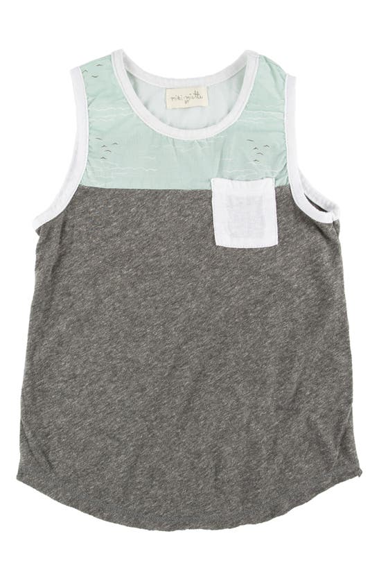 Miki Miette Kids' Keegan Westport Colorblock Cotton Pocket Tank In Grey