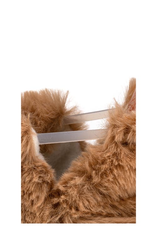 Hopfrög Kids Furry Furry Faux Fur Slipper In Chestnut