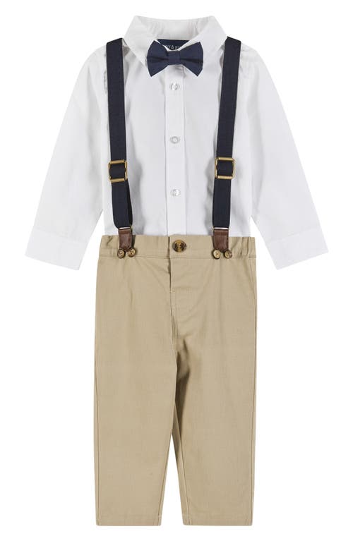 Andy & Evan Button-Up Shirt, Suspenders, Pants Bow Tie Set White at Nordstrom,